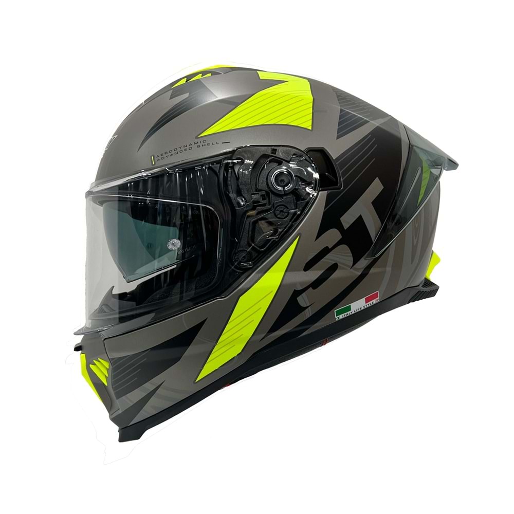 SWAY 865 GÜNEŞ GÖZLÜKLÜ KAPALI KASK - TİTANYUM SARI - L