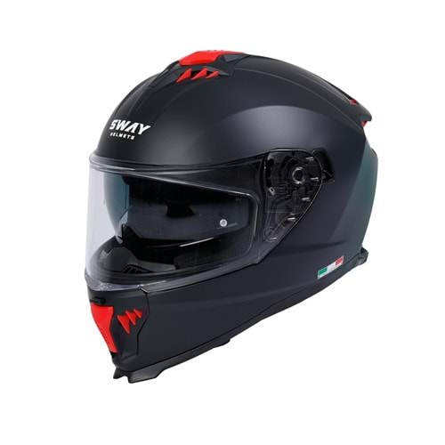 SWAY 865 GÜNEŞ GÖZLÜKLÜ KAPALI KASK - MAT SİYAH - L
