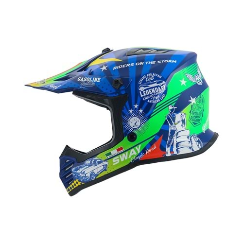 SWAY 618 ÇOCUK CROSS KASK GREED MAVİ - KIRMIZI / L BEDEN
