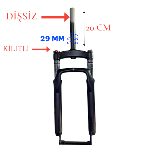 FAT BİKE 20 X 4.00 AMORTİSÖRLÜ MAŞA DİŞSİZ - KİLİTLEMELİ