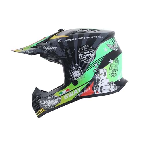 SWAY 618 ÇOCUK CROSS KASK GASOLINE - YEŞİL - GRİ - KIRMIZI - L