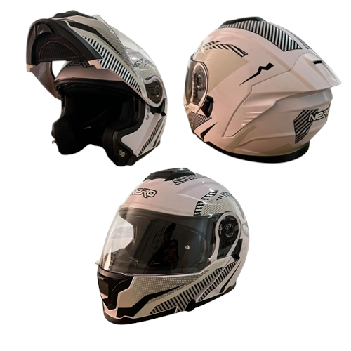 NERO KASK ÇENE AÇILIR 920 BEYAZ - GRİ T2 (M)