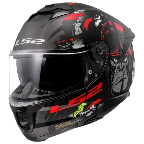 LS2 STREAM 2 A, MONKEY MAT SİYAH KASK M