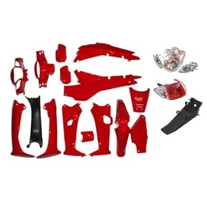 CUB KH 100 KAPORTA SETİ KIRMIZI (FAR + STOP) DAHİL