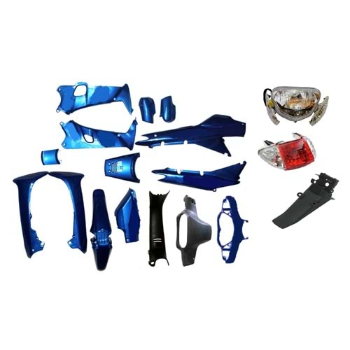 CUB 100 ÇELİK KAPORTA SETİ MAVİ ( FAR + STOP ) DAHİL