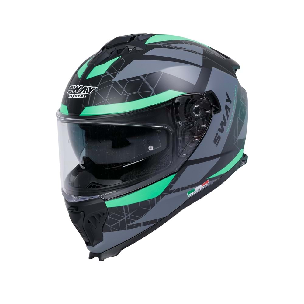 SWAY 865 GÜNEŞ GÖZLÜKLÜ KAPALI KASK - SİYAH - YEŞİL - M