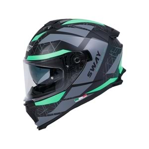 SWAY 865 GÜNEŞ GÖZLÜKLÜ KAPALI KASK - SİYAH - YEŞİL - L
