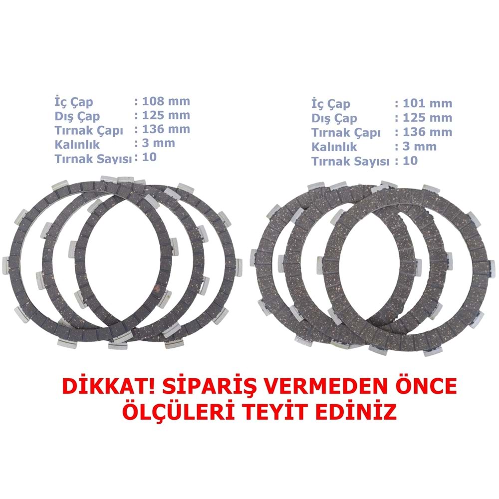 CF MOTO 250 NK / 250 SR / 450 SR DEBRİYAJ BALATASI (3 + 3) - 10 TIRNAK /346