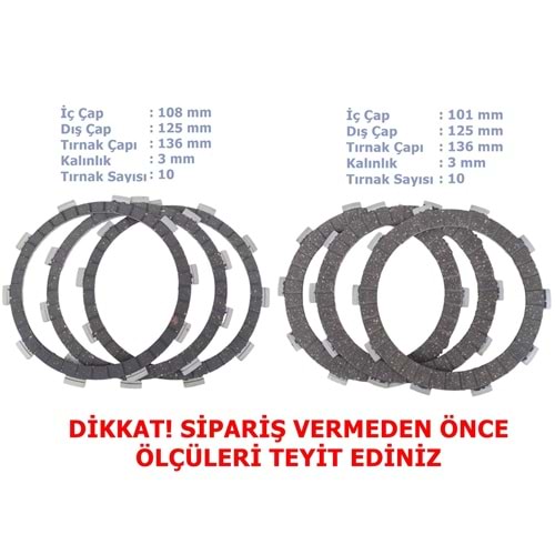 CF MOTO 250 NK / 250 SR / 450 SR DEBRİYAJ BALATASI (3 + 3) - 10 TIRNAK /346