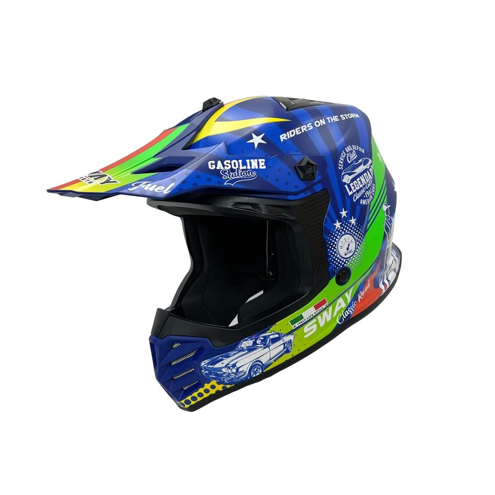 SWAY 618 ÇOCUK CROSS KASK GREED MAVİ - KIRMIZI / XL BEDEN