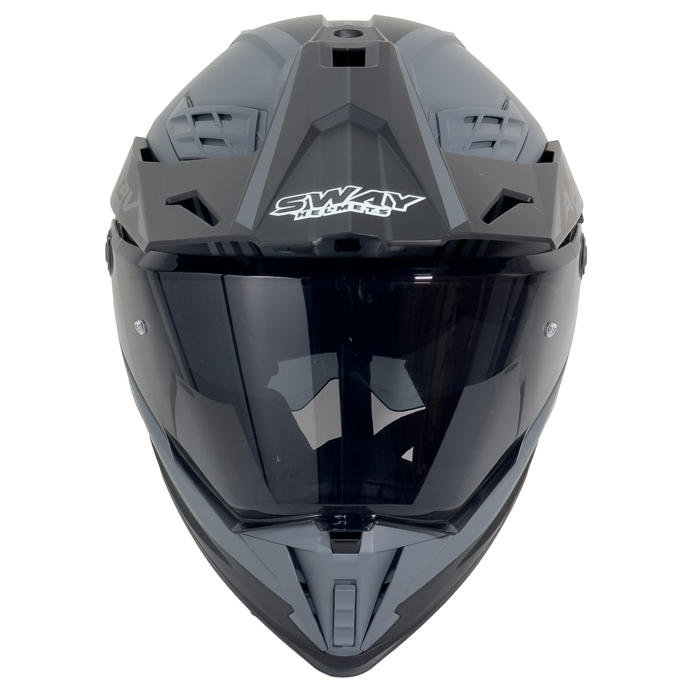 SWAY X65 CROSS KASK CAMLI GÜNEŞ VİZÖRLÜ AERO GRİ - L BEDEN