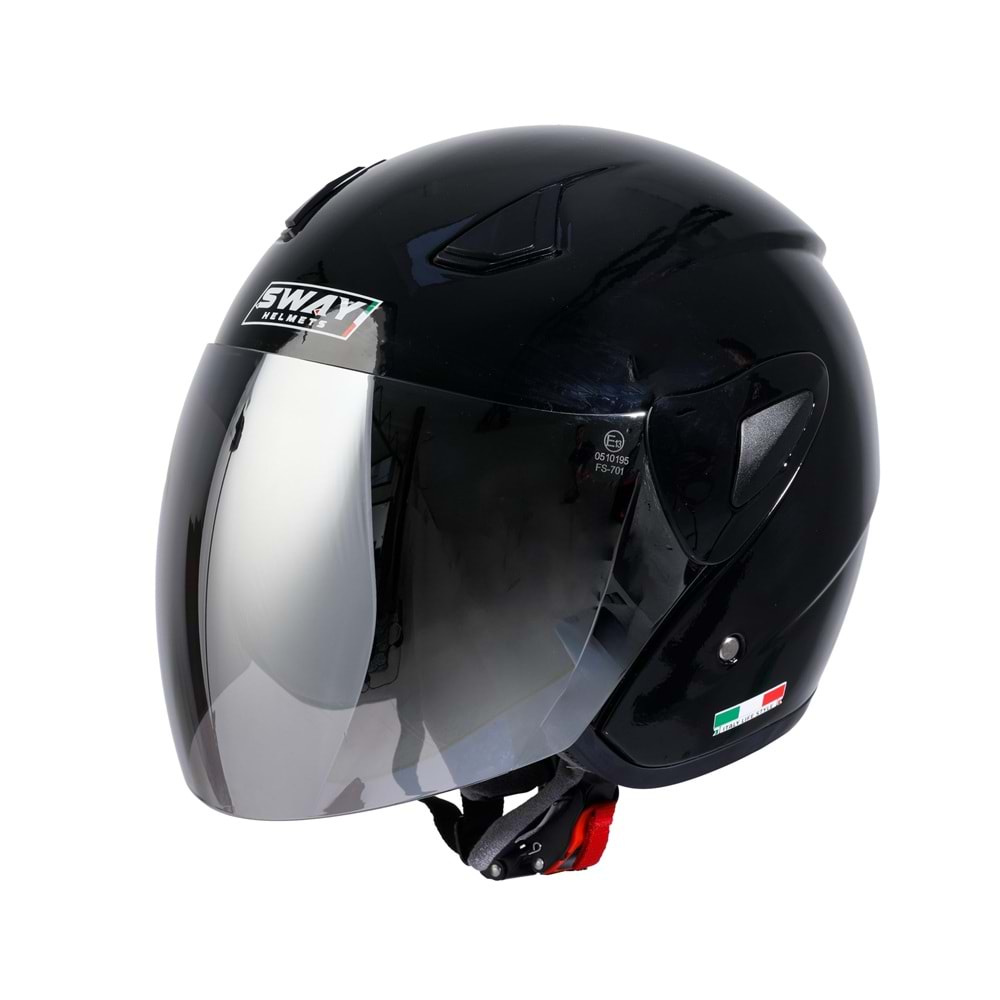 SWAY 733 YARIM KASK SİYAH - L (AYNALI CAM)