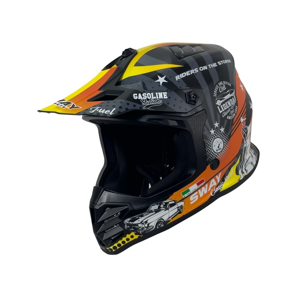 SWAY 618 ÇOCUK CROSS KASK GASOLINE - TURUNCU - GRİ - SARI - L