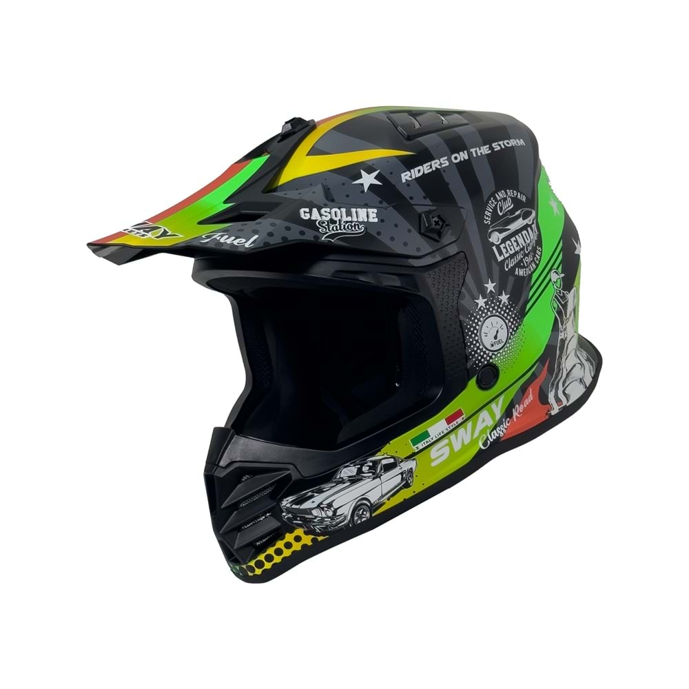 SWAY 618 ÇOCUK CROSS KASK GASOLINE - YEŞİL - GRİ - KIRMIZI - L