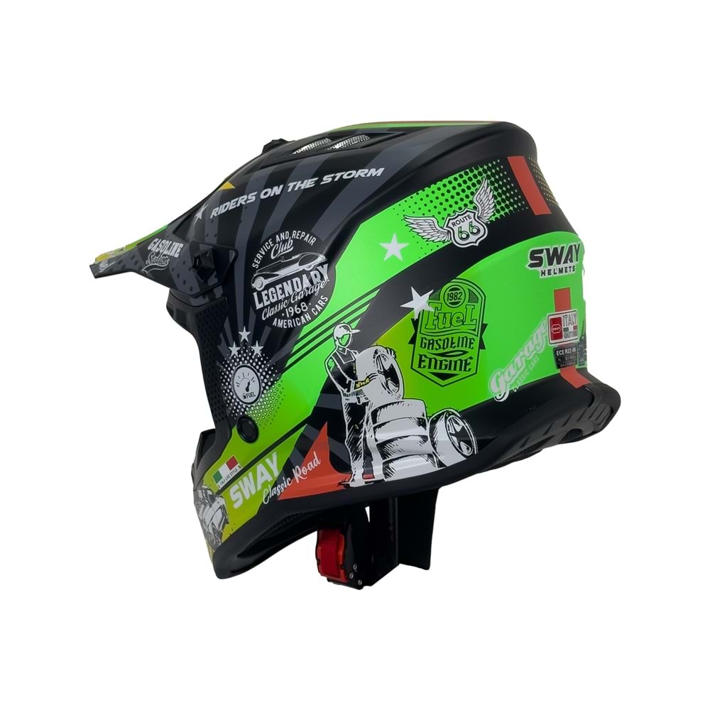 SWAY 618 ÇOCUK CROSS KASK GASOLINE - YEŞİL - GRİ - KIRMIZI - L