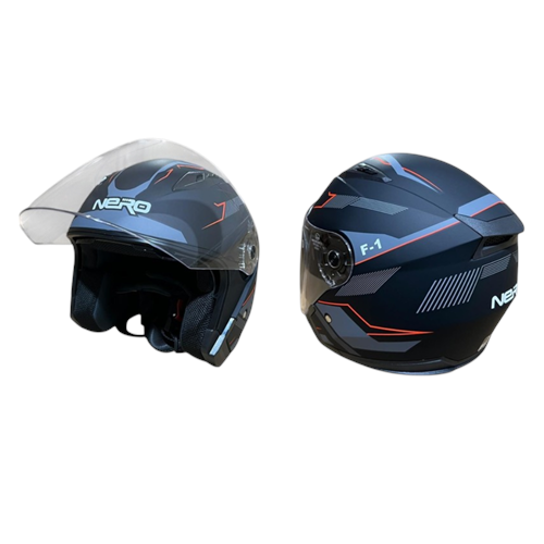 NERO KASK ÇENESİZ 528-1 MAT SİYAH - TURUNCU E2 (XL) (MANUEL VİZÖR)
