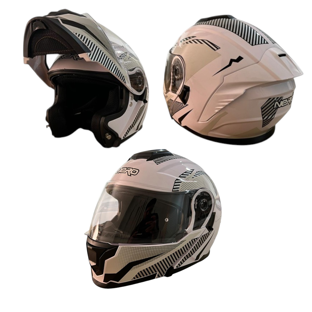 NERO KASK ÇENE AÇILIR 920 BEYAZ - GRİ T2 (M)