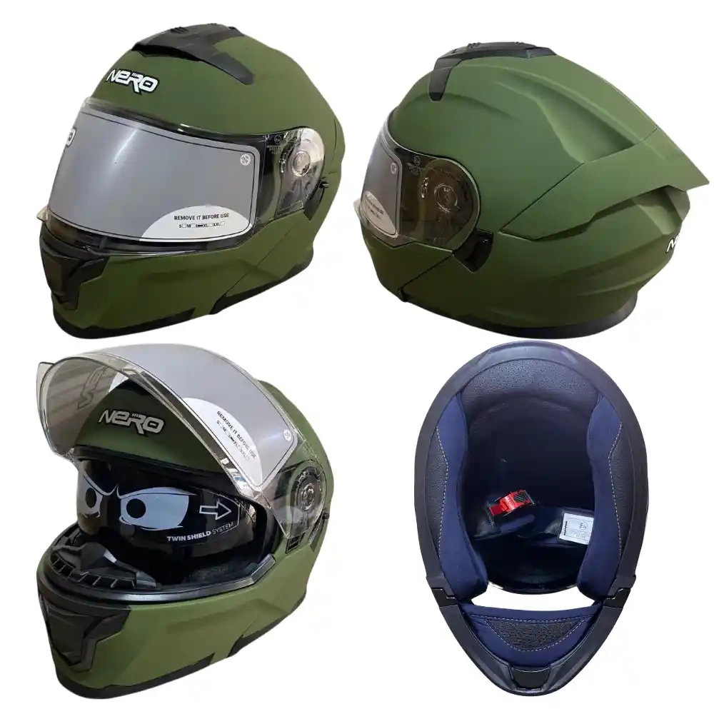 NERO KASK ÇENE AÇILIR 912 MAT YEŞİL (XL)