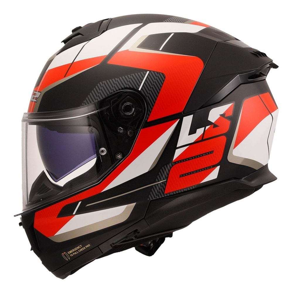 LS2 STREAM 2 ROAD MAT SİYAH-KIRMIZI-BEYAZ-GRİ KASK XL
