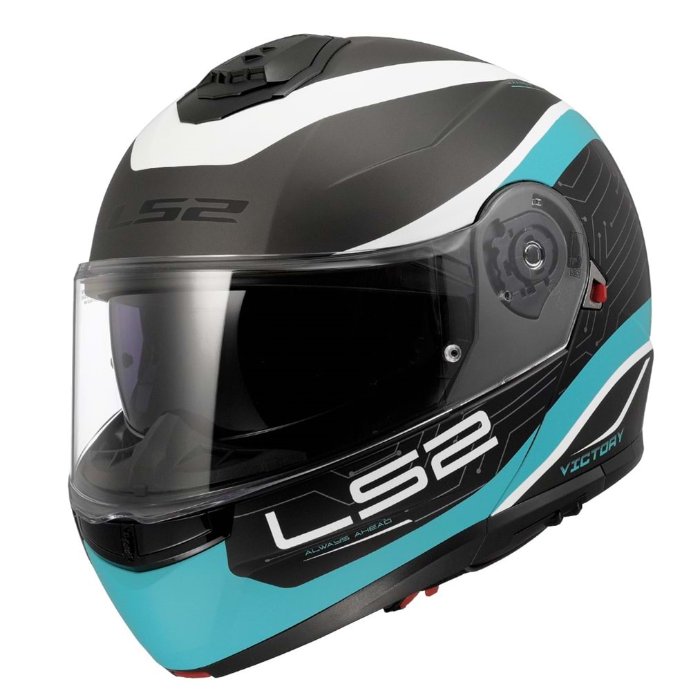 LS2 STROBE 2 VICTORY MAT TITANIUM-BEYAZ-METAL MAVİ KASK L